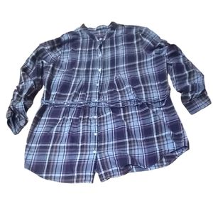 Merona Women Size L Long Sleeve Plaid Flannel Shirt White, Yellow, Purple